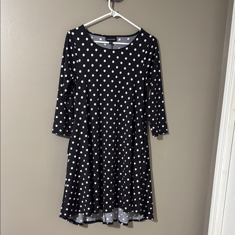 Nina Leonard Black and White Ruffled Tiered A-Line Dress
